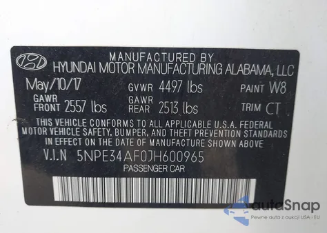 2018 Hyundai Sonata Sport from USA, damaged, VIN 5NPE34AF0JH600965